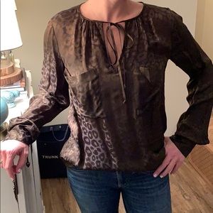 Bcbgmaxazria green animal print blouse.
